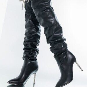 AZALEA WANG UP ALL NIGHT  STILETTO BOOT IN BLACK ( BRAND NEW !!!!!!!!! )
